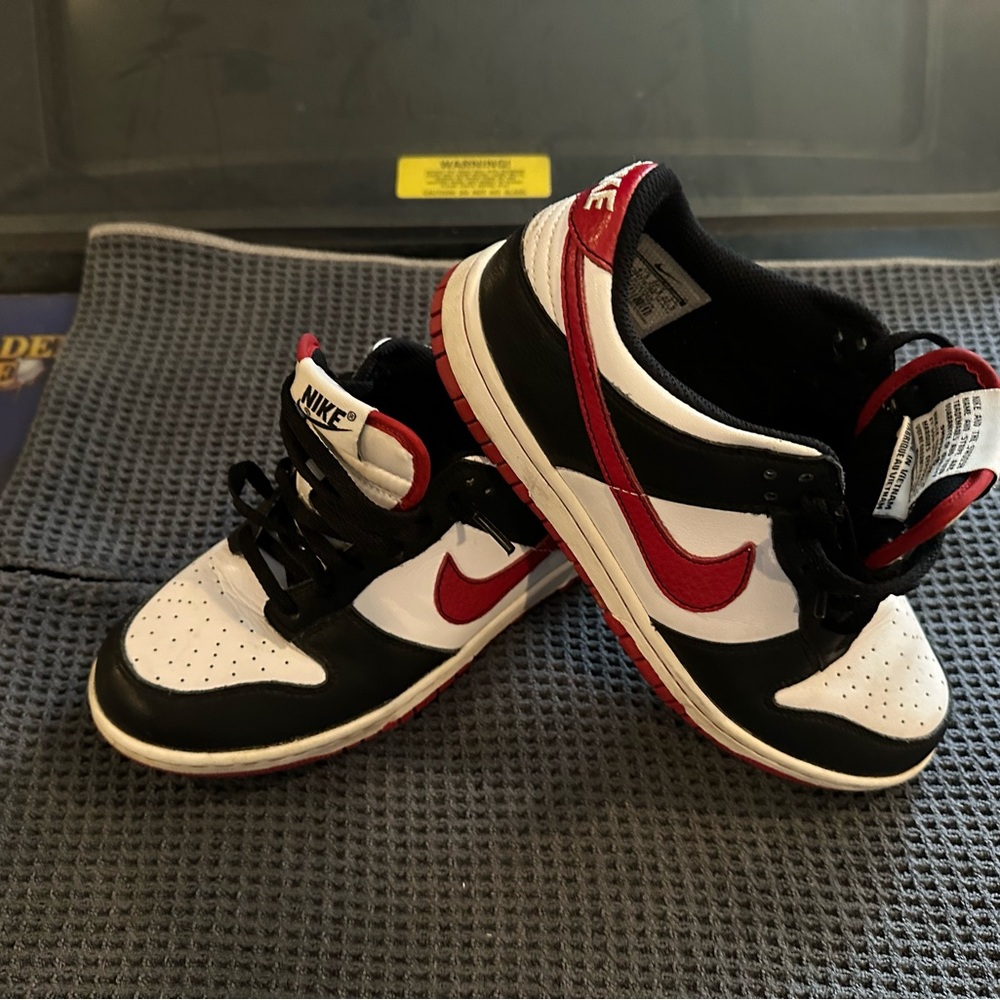 Nike Black Red and White SB Dunk Golf Shoes